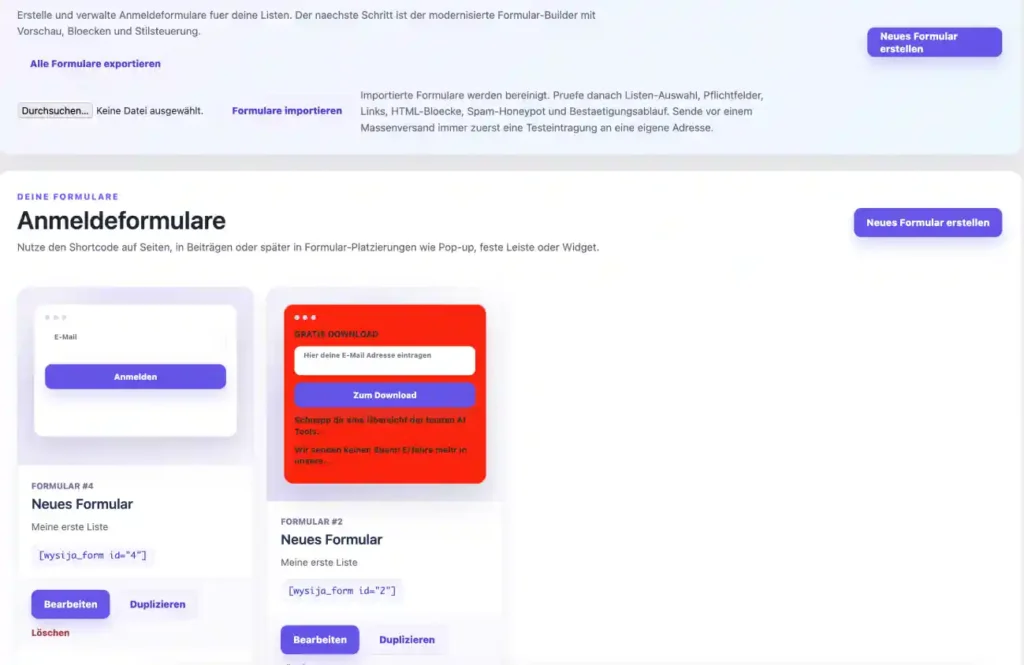 WITE Starmail Newsletter Plugin, ergänzt WordPress perfekt 9 Starmail, Formulare erstellen