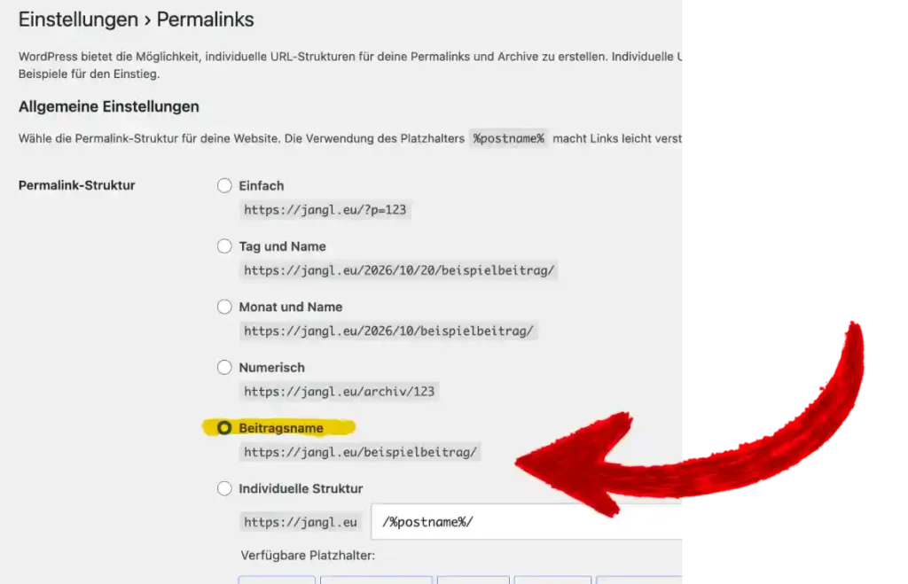Permalinks einstellen